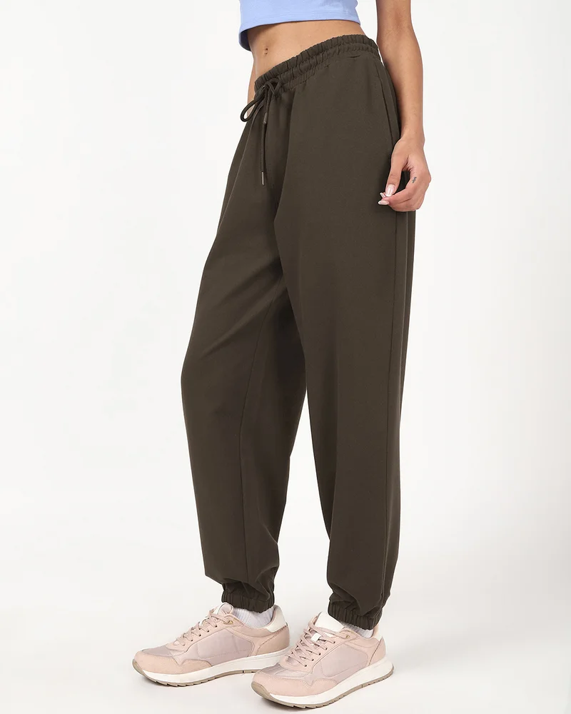 bewakoof Women's Chocolate Brown Oversized Joggers